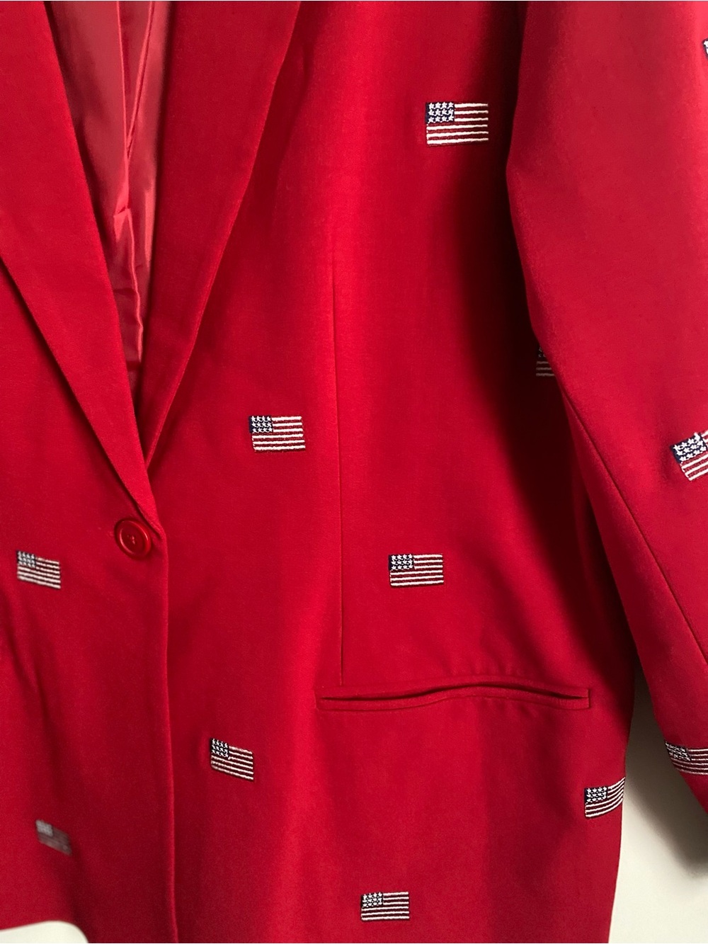 Quacker Factory Blazer 1X Vintage Flag Patriotic Americana Statement Quirky 90's